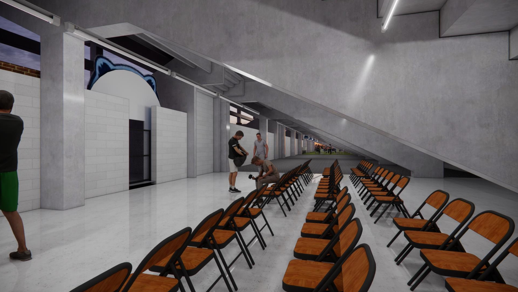 Bear Cave Interior Rendering — Locker Room